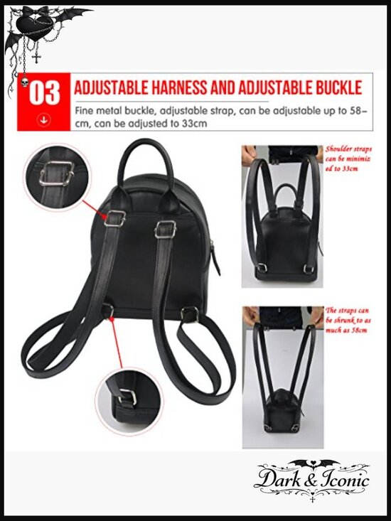 Mini Backpack Purse Cartoon Skull Print Pu Leather Rucksack Daypack main image 6